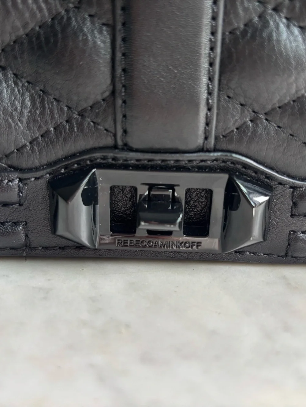 Rebecca Minkoff Black Jumbo Love Quilted Leather Shoulder Bag with Turn-Lock - Picture 15 of 16